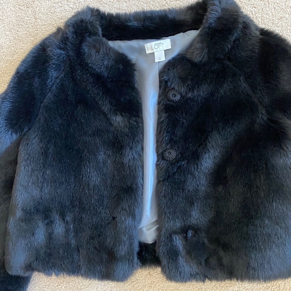 Loft Black Faux Fur Coat . Size L - Picture 2 of 3